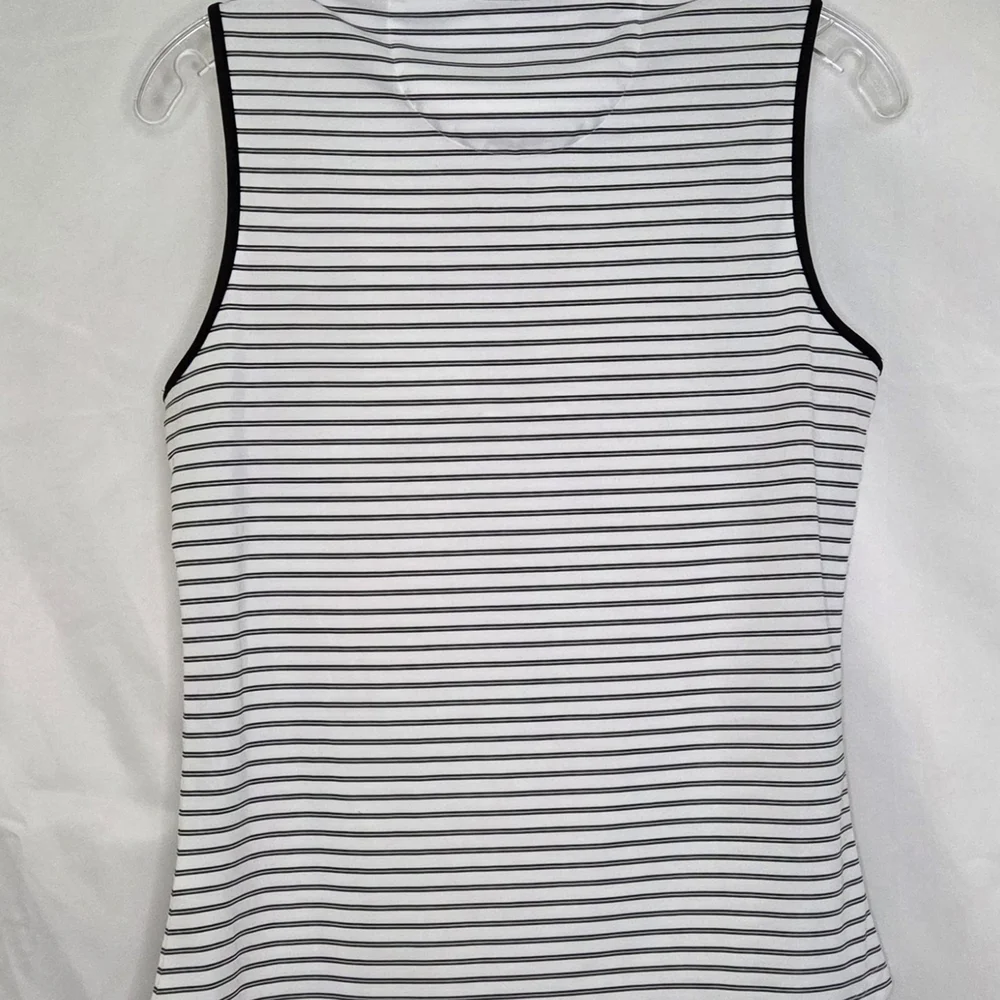 Greg Norman Collection Black & White Striped Zip Golf Top Women's #250 - Picture 4 of 5